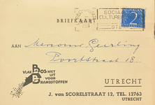 710155 Briefkaart met Prijscourant voor het Stookseizoen 1955-1956, van [H.A.] Bos, Brandstoffen, Jan van Scorelstraat ...